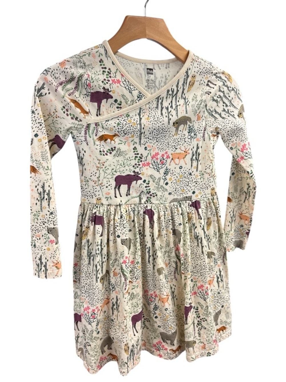 Tea Collection 100% cotton Cream Woodland Animal Print  Dress